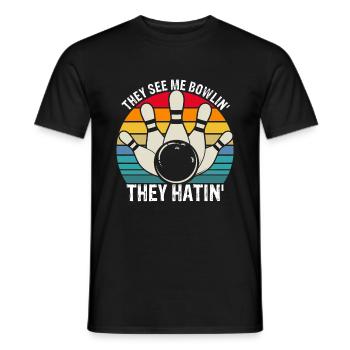 They see me Bowlin' They Hatin' Best Sport Pins Bo - Männer T-Shirt - Schwarz - Vorne - AI Model Male 178 light (178cm)