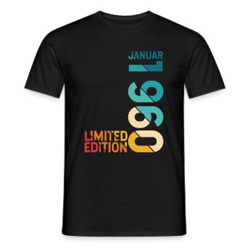 Edition limitée Janvier 1960 Année du cadeau de naissance 1 - T-shirt homme - noir - Devant - AI Model Male 178 light (178cm)