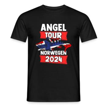 Angel Tour Norwegen 2024 Angelteam Flagge Fische A - Männer T-Shirt - Schwarz - Vorne - AI Model Male 178 light (178cm)