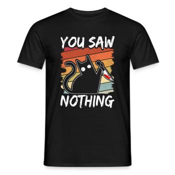 You Saw Nothing Black Cat Sarcasm Murder Blood - Men's T-Shirt - black - Front - AI Model Male 178 light (178cm)