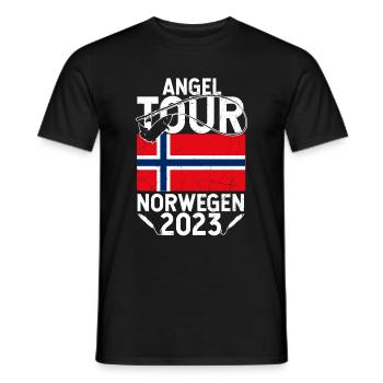 Angel Tour Norwegen 2023 Angelteam Flagge Fische A - Männer T-Shirt - Schwarz - Vorne - AI Model Male 178 light (178cm)