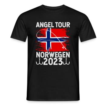 Angel Tour Norwegen 2023 Angelteam Flagge Fische F - Männer T-Shirt - Schwarz - Vorne - AI Model Male 178 light (178cm)