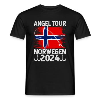 Angel Tour Norwegen 2024 Angelteam Flagge Fische F - Männer T-Shirt - Schwarz - Vorne - AI Model Male 178 light (178cm)