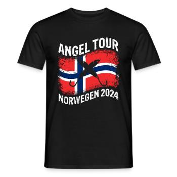 Angel Tour Norwegen 2024 Angelteam Karpfen Angelau - Männer T-Shirt - Schwarz - Vorne - AI Model Male 178 light (178cm)
