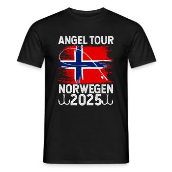 Angel Tour Norwegen 2025 Angelteam Flagge Fische F - Männer T-Shirt - Schwarz - Vorne - AI Model Male 178 light (178cm)