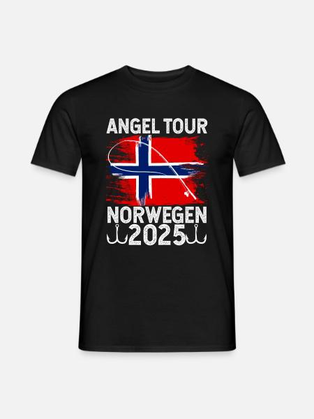 Angel Tour Norwegen 2025 Angelteam Flagge Fische F - Männer T-Shirt - Schwarz