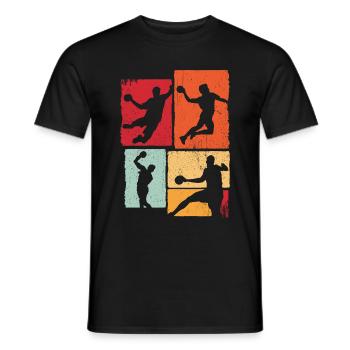Handball Sport Coach Tournament Ball Vintage Handball - Men's T-Shirt - black - Front - AI Model Male 178 light (178cm)