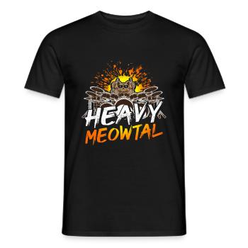 Heavy Meowtal Cat Heavy Metal Rock Cat Drums - Men's T-Shirt - black - Front - AI Model Male 178 light (178cm)