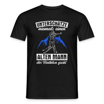 Biathlon, Old Man, Sport, Winter Sports, Biathlete, Ski - Men's T-Shirt - black - Front - AI Model Male 178 light (178cm)