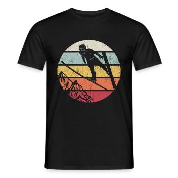 Ski Jumping Retro Ski Flying Ski Holiday Sport Ski S - Men's T-Shirt - black - Front - AI Model Male 178 light (178cm)