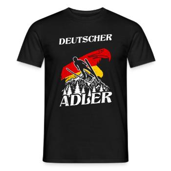 Duitse Adelaar Schansspringen Skivakantie Wintersport - Heren T-shirt - zwart - Voor - AI Model Male 178 light (178cm)