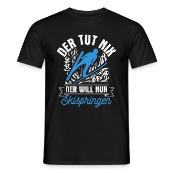 Il ne fait rien, il veut juste du saut à ski, des sports d’hiver, des - T-shirt homme - noir - Devant - AI Model Male 178 light (178cm)