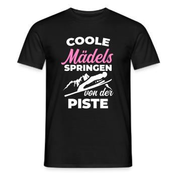 Cool filles sautant de la piste Sports d’hiver Sk - T-shirt homme - noir - Devant - AI Model Male 178 light (178cm)