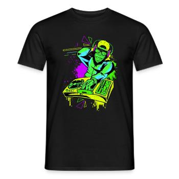 DJ Monkey Music Party Fun Sunglasses Dance Party M - Men's T-Shirt - black - Front - AI Model Male 178 light (178cm)