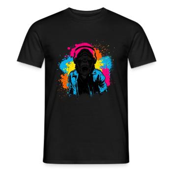 DJ Monkey Music Party Fun Sunglasses Fun Dancing C - Men's T-Shirt - black - Front - AI Model Male 178 light (178cm)