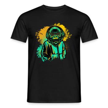 DJ Monkey Music Party Fun Sunglasses Dance Party M - Men's T-Shirt - black - Front - AI Model Male 178 light (178cm)