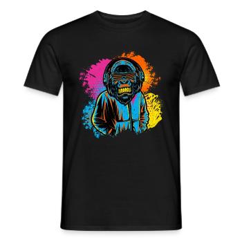 DJ Monkey Music Party Fun Sunglasses Dance Party M - Men's T-Shirt - black - Front - AI Model Male 178 light (178cm)