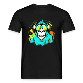 DJ Monkey Music Party Fun Sunglasses Dance Party M - Men's T-Shirt - black - Front - AI Model Male 178 light (178cm)