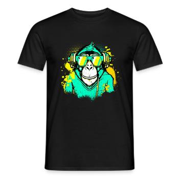 DJ Monkey Music Party Fun Sunglasses Fun Dancing C - Men's T-Shirt - black - Front - AI Model Male 178 light (178cm)