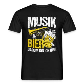 Musique et bière C’est pourquoi je suis là Alcool Musique de fête - T-shirt homme - noir - Devant - AI Model Male 178 light (178cm)