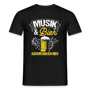 Musique et bière C’est pourquoi je suis là Alcool Musique de fête - T-shirt homme - noir - Devant - AI Model Male 178 light (178cm)