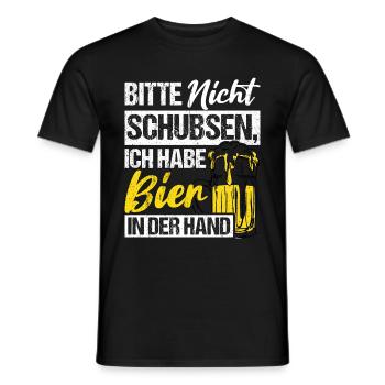 Please don't push I've got beer in my hand - Men's T-Shirt - black - Front - AI Model Male 178 light (178cm)