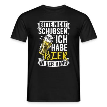 Please don't push I've got beer in my hand - Men's T-Shirt - black - Front - AI Model Male 178 light (178cm)