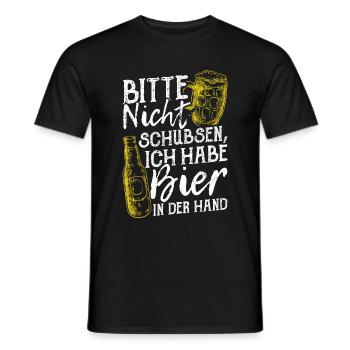 Please don't push I've got beer in my hand hop - Men's T-Shirt - black - Front - AI Model Male 178 light (178cm)