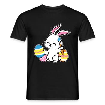 Easter Bunny Painted Ostereiger Egg Painting Ostergesch - Men's T-Shirt - black - Front - AI Model Male 178 light (178cm)