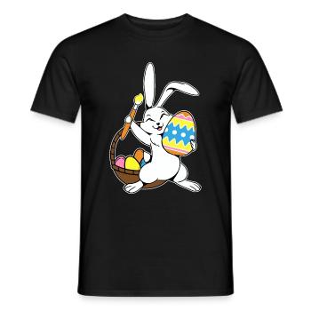Easter Bunny Painted Ostereiger Egg Painting Ostergesch - Men's T-Shirt - black - Front - AI Model Male 178 light (178cm)