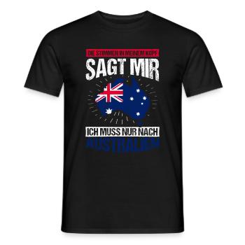 Die Stimme In Meinem Kopf Sagt Mir Muss Nach Austr - Männer T-Shirt - Schwarz - Vorne - AI Model Male 178 light (178cm)