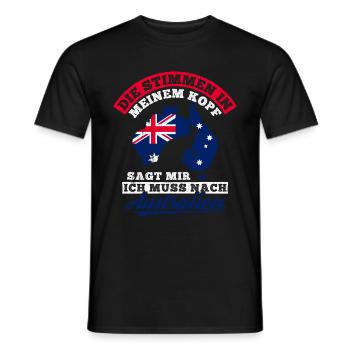 Die Stimme In Meinem Kopf Sagt Mir Muss Nach Austr - Männer T-Shirt - Schwarz - Vorne - AI Model Male 178 light (178cm)