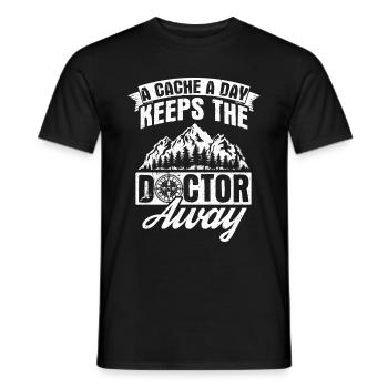 A Cache A Day Keeps The Doctor Away Mountains Cach - Männer T-Shirt - Schwarz - Vorne - AI Model Male 178 light (178cm)
