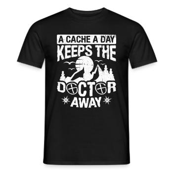 A Cache A Day Keeps The Doctor Away Mountains Fun - Men's T-Shirt - black - Front - AI Model Male 178 light (178cm)