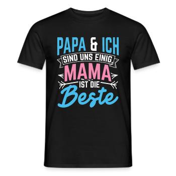 Papa et moi sommes d’accord pour dire que maman est la meilleure chérie - T-shirt homme - noir - Devant - AI Model Male 178 light (178cm)
