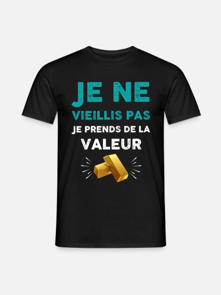Humour homme et femme valeur or - T-shirt homme - noir