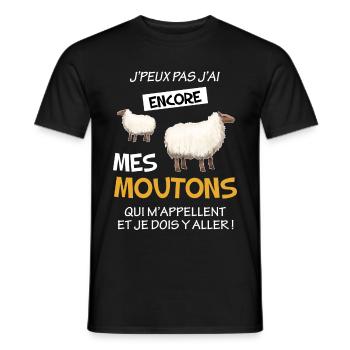 Berger, métier éleveur citation humour moutons - T-shirt homme - noir - Devant - AI Model Male 178 light (178cm)