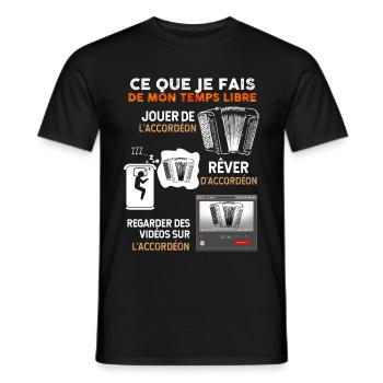 Accordéon et temps libre humour accordéoniste - T-shirt homme - noir - Devant - AI Model Male 178 light (178cm)