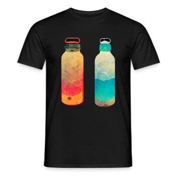 Deux bouteilles en verre rétro - T-shirt homme - noir - Devant - AI Model Male 178 light (178cm)