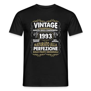 Né en 1993 Date de naissance 1993 Millésime 1993 - T-shirt homme - noir - Devant - AI Model Male 178 light (178cm)