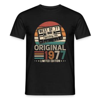 Born In 1977 Birthday 1977 Vintage 1977 - Men's T-Shirt - black - Front - AI Model Male 178 light (178cm)