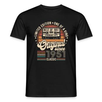 1951 Anniversaire Né en 1951 vintage Rétro. Editio - T-shirt homme - noir - Devant - AI Model Male 178 light (178cm)