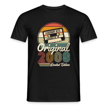 Women's 2008 Birthday Gift | Born in 2008 - Men's T-Shirt - black - Front - AI Model Male 178 light (178cm)