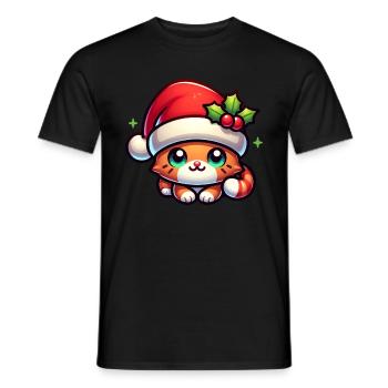Mignon Noël Chat Noël - T-shirt homme - noir - Devant - AI Model Male 178 light (178cm)