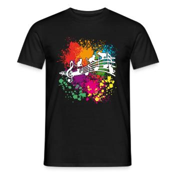 Cats Colors Music. Chats, couleurs, musique - T-shirt homme - noir - Devant - AI Model Male 178 light (178cm)
