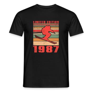 Ski skiers Cross-country skiing Sports Birthday 1987 - Men's T-Shirt - black - Front - AI Model Male 178 light (178cm)