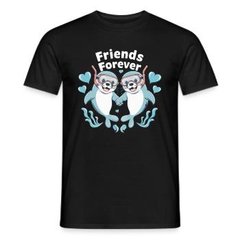Deux drôles d’amis phoques pour toujours - T-shirt homme - noir - Devant - AI Model Male 178 light (178cm)