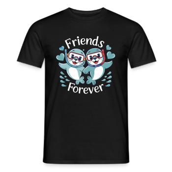 Deux drôles d’amis phoques pour toujours - T-shirt homme - noir - Devant - AI Model Male 178 light (178cm)
