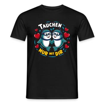 Tauchen nur mit Dir lustige verliebte Seehunde - Männer T-Shirt - Schwarz - Vorne - AI Model Male 178 light (178cm)