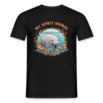 Dugong Mon animal spirituel J’aime les lamantins - T-shirt homme - noir - Devant - AI Model Male 178 light (178cm)